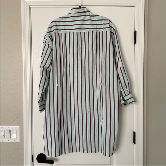 Kerri Rosenthal - Lilli Shirt Dress in Patchwork Stripe Saltwater Size Medium - Picture 8 of 10
